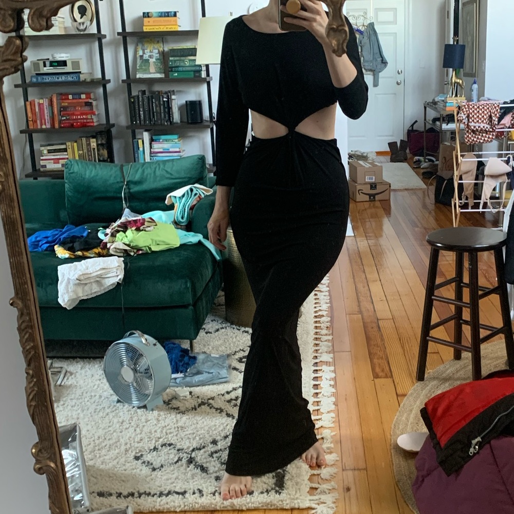 Halston Heritage Black Cut Out Gown Size 8